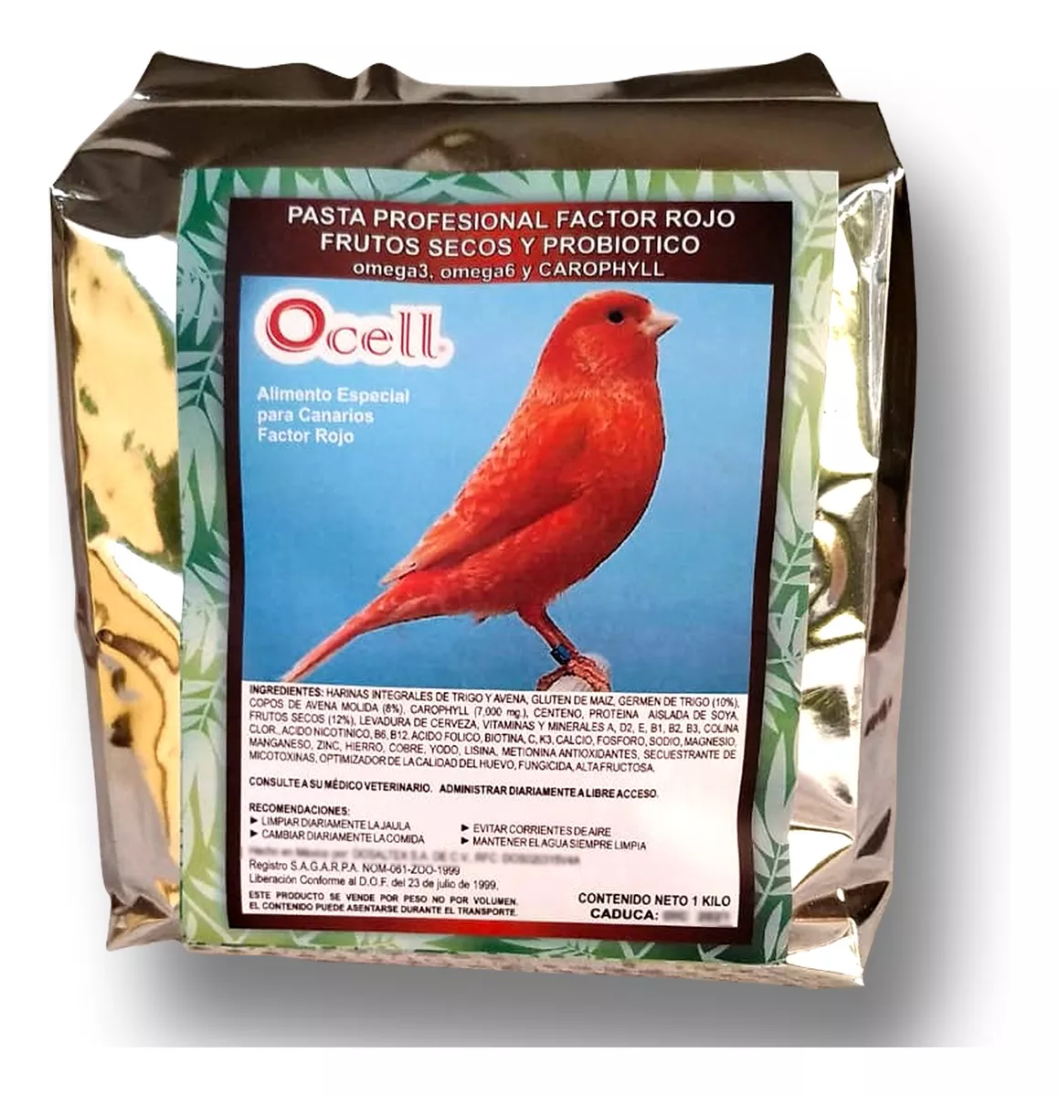 Ocell Alimento Aves Canarias Pasta Profesional Factor Rojo 1kg - Imagen 2