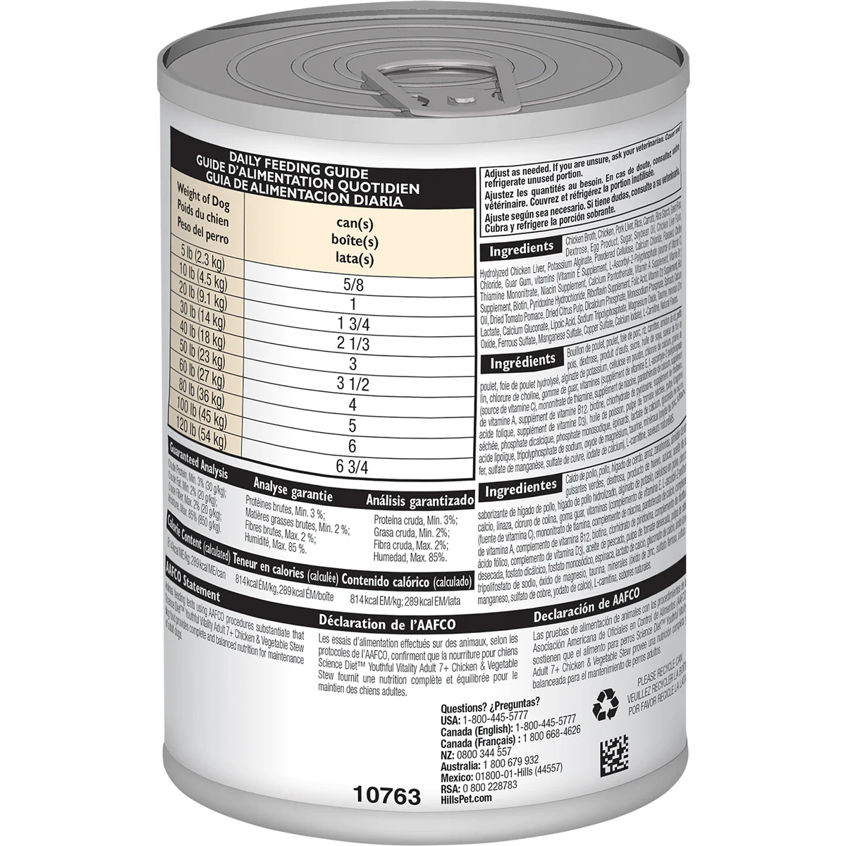 Hills Science Diet Alimento Perros Youthful Vitallity 7+ Lata 370 gr Estofado - Imagen 2