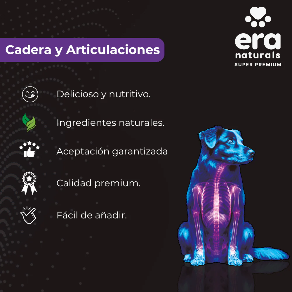 Era Naturals Cadera Y Articulaciones. Suplemento para Perros con Glucosamina, Condroitina y Colágeno Complemento para Croquetas o Dieta Barf 300g - Imagen 3