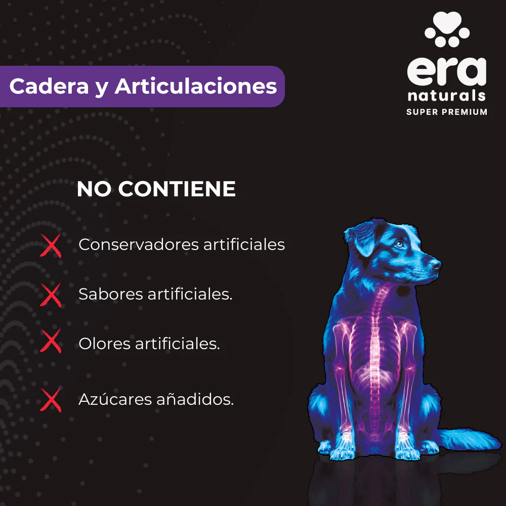 Era Naturals Cadera Y Articulaciones. Suplemento para Perros con Glucosamina, Condroitina y Colágeno Complemento para Croquetas o Dieta Barf 300g - Imagen 4