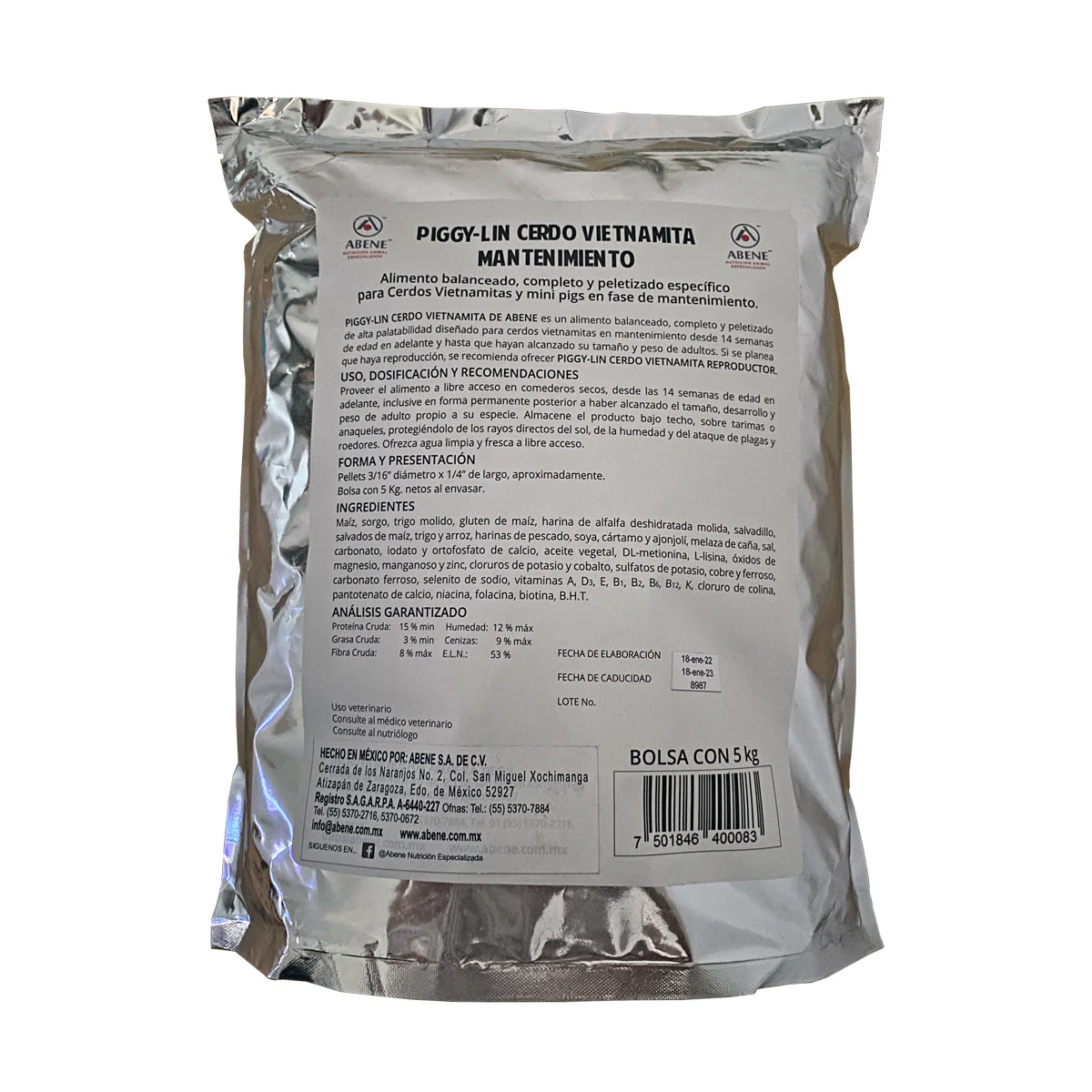 Alimento Balanceado para Cerdo Vietnamita Mantenimiento Piggy-Lin 5 kg Completo Peletizado Mini Pigs - Imagen 2