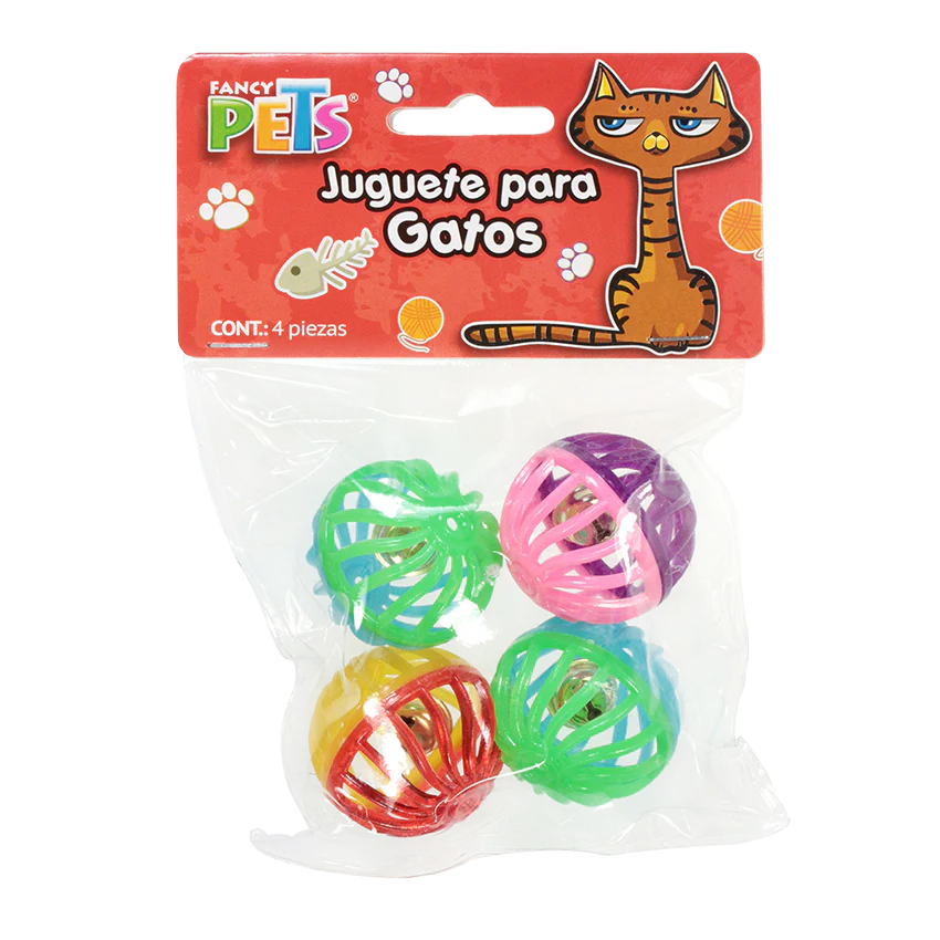 FancyPets Juguete Gatos Pelotas Bicolor 4 Piezas