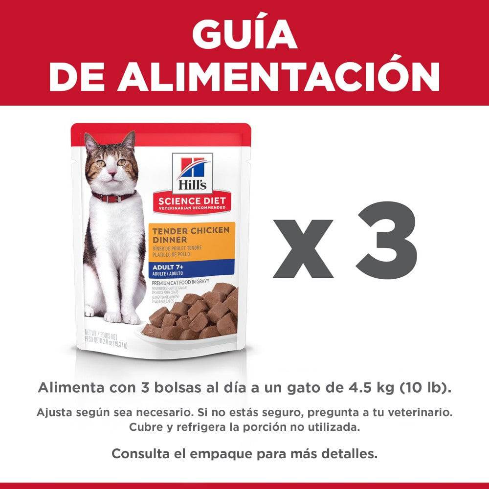 Hill's Science Diet Adult 7+ alimento húmedo en pouch para gato senior, platillo de pollo 79g Caja con 24 pz - Imagen 4