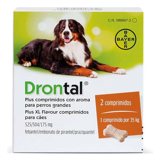Drontal Perro 35 Kg 2 Tabletas Desparasitante Nematicida Elanco - Imagen 2