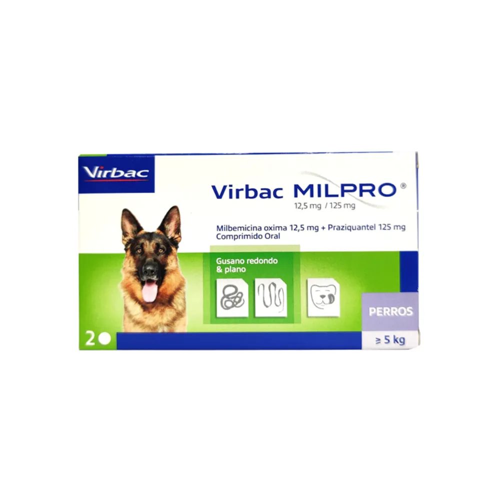 Virbac MILPRO Perros > 5 Kg 12,5 Mg / 125 Mg x 2 Comp