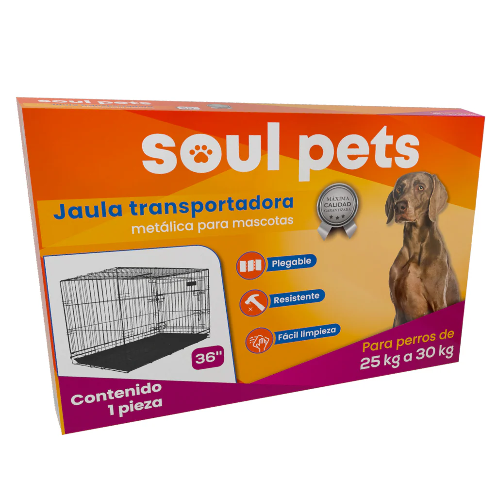 Jaula Transportadora de 36 Pulgadas para Perros de 25 a 30 Kg - Soul Pets - Imagen 2