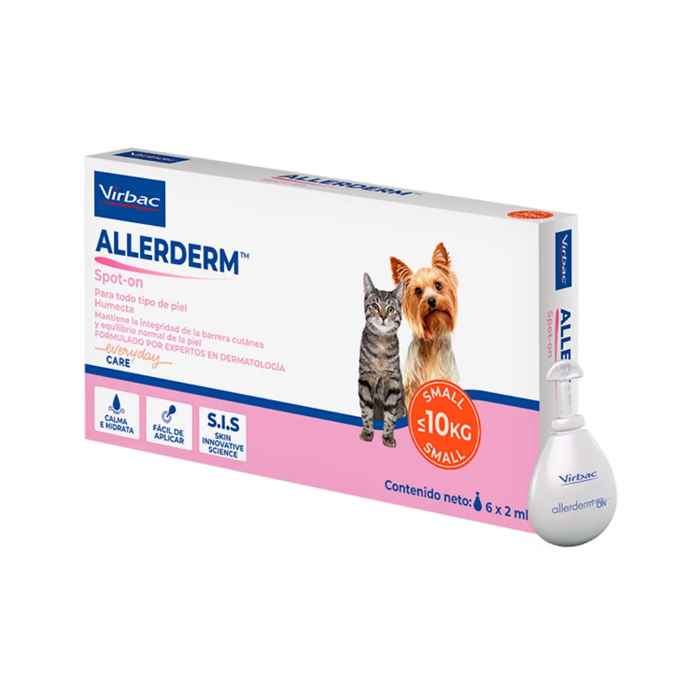 Virbac ALLERDERM Spot On Gatos y Perros < 10 kg (6 x 2 ml) Pipeta