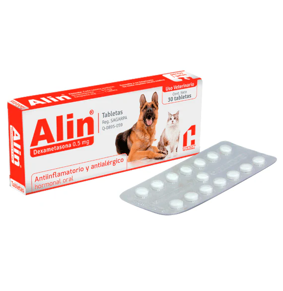 Alin veterinario 0.5 mg 30 tabletas ( dexamentasona )