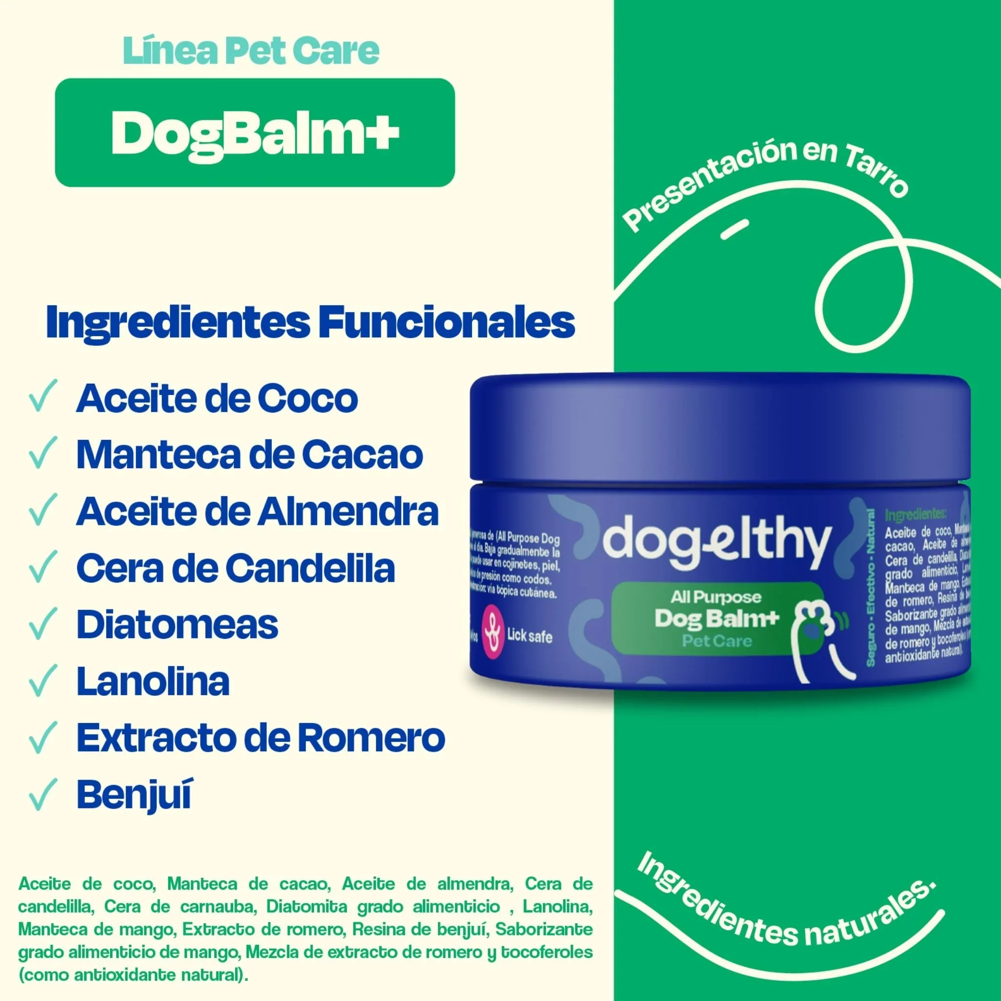 Dogelthy Dog BALM TARRO 50 gr ( Bálsamo Hidratante para Piel, Patitas y Nariz Anti Resequedad y Agrietamiento ) - Imagen 3