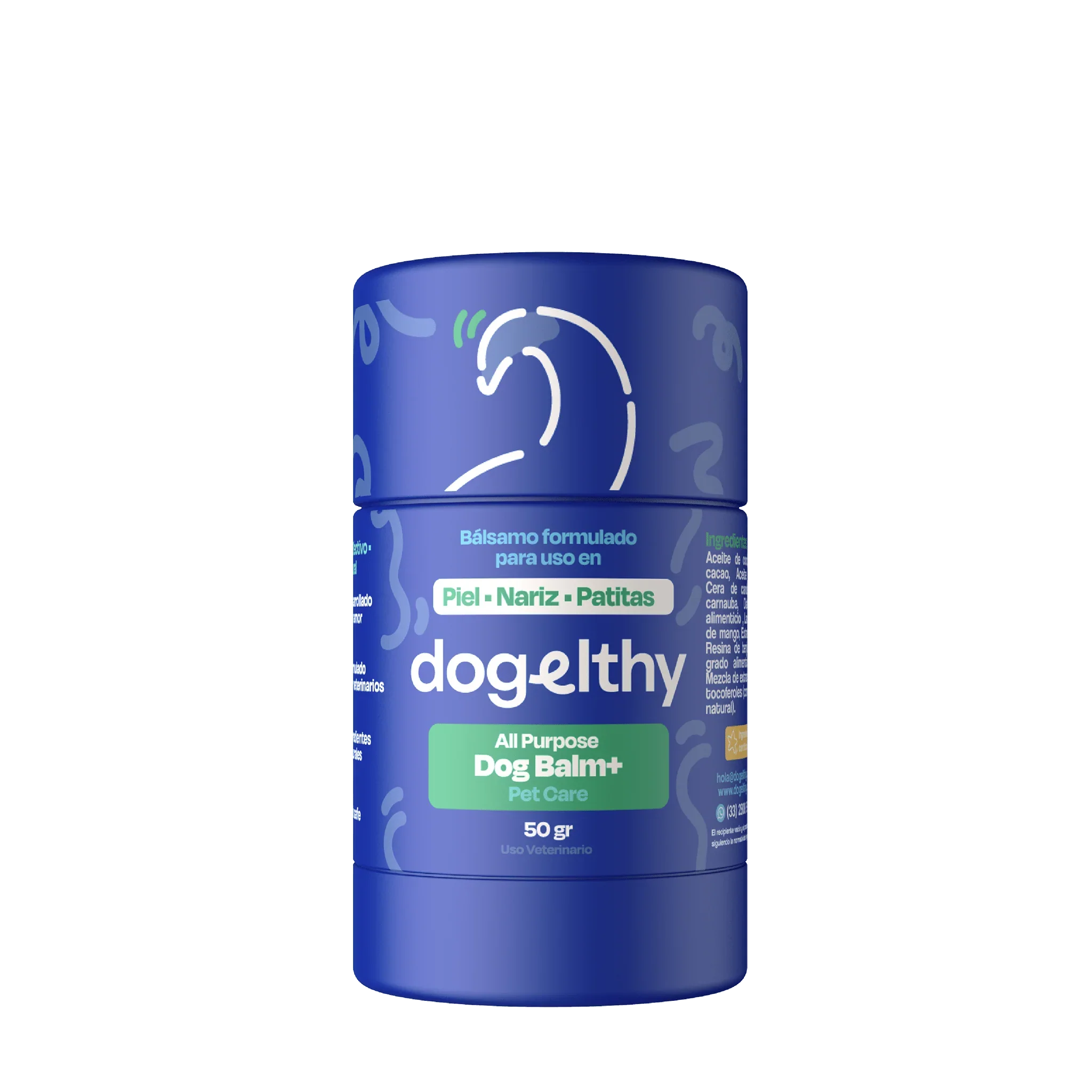 Dogelthy Dog BALM STICK 50 gr ( Bálsamo Hidratante para Piel, Patitas y Nariz Anti Resequedad y Agrietamiento )