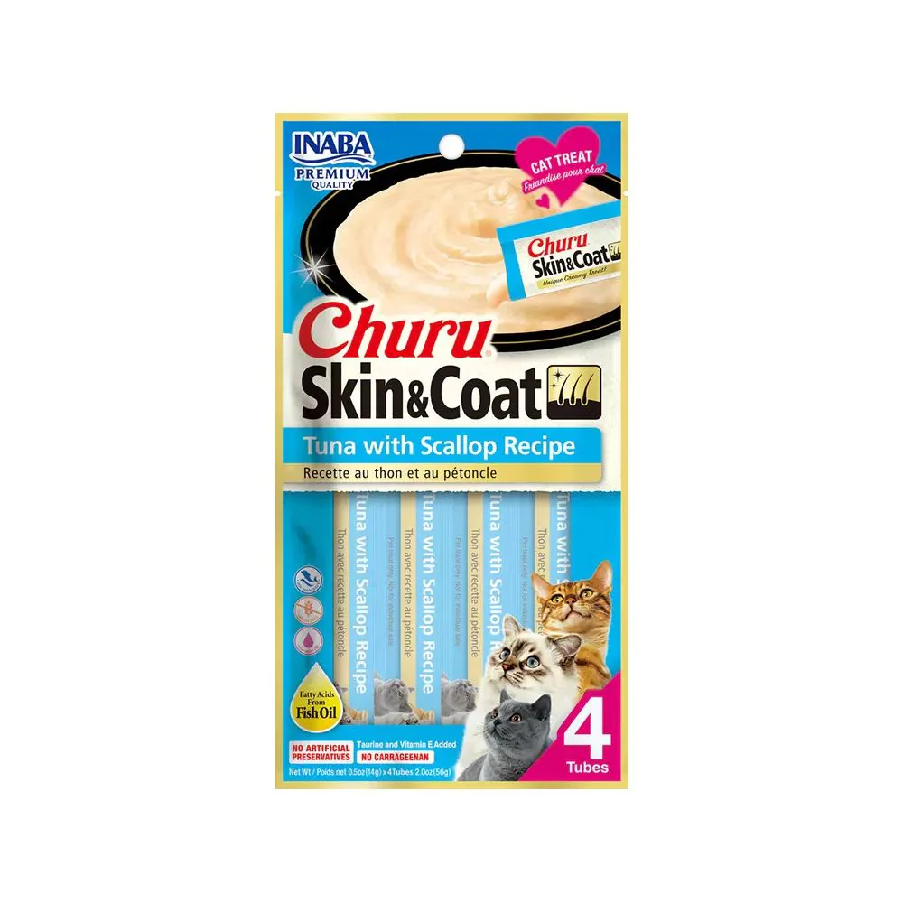 Churu Gato Skin & Coat Tuna Scallop 4 unidades