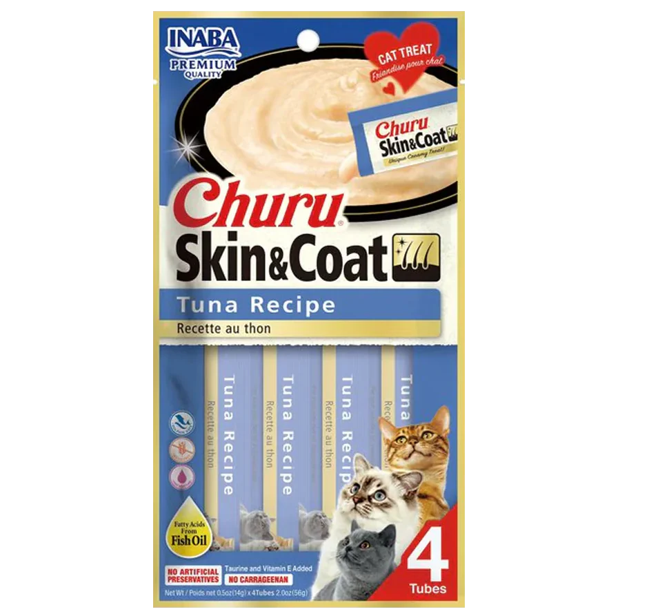 Churu Tuna Recipe Skin & Coat ( Premio Cremoso para Gato Receta de Atún ) paquete con 4 piezas (copia)
