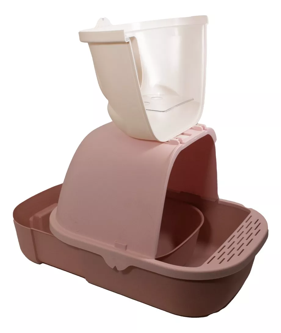 Arenero Cerrado Tricolor Con Pala Para Gatos 45x30x44 - Imagen 2