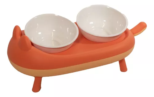 Comedero Doble Elevado De Cerámica Para Gatos - Imagen 2