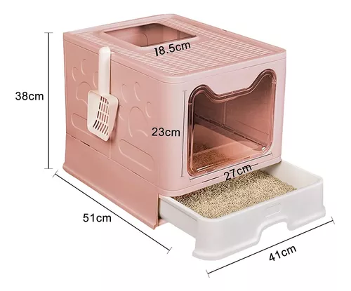 Arenero Cerrado Cuadrado Gris Para Gato Con Puerta Y Pala - Imagen 6