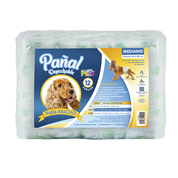Pañal Especial para perro Macho tamaño Mediano ( 46-60 cm )