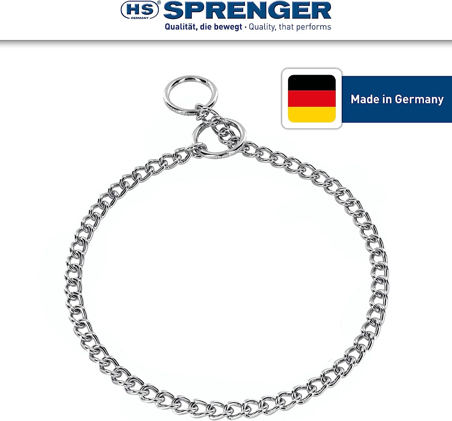 Sprenger Collar de Adiestramiento para Perros de Acero Inoxidable Eslabón Plano 3mm x 60cm de Largo