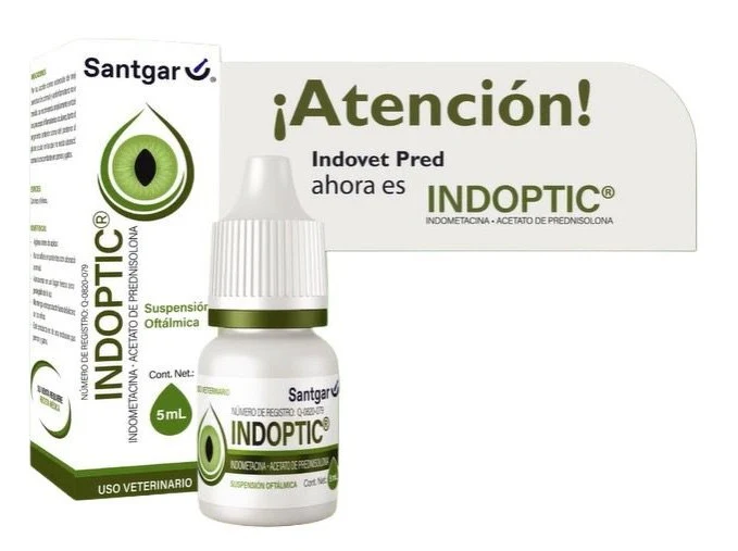 Indoptic 5 mL SANTGAR ( solución oftálmica ) ANTES Indovet Pres