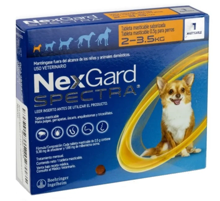NexGard Spectra Tableta maticable para perro Extra Chico 2-3.5 kg