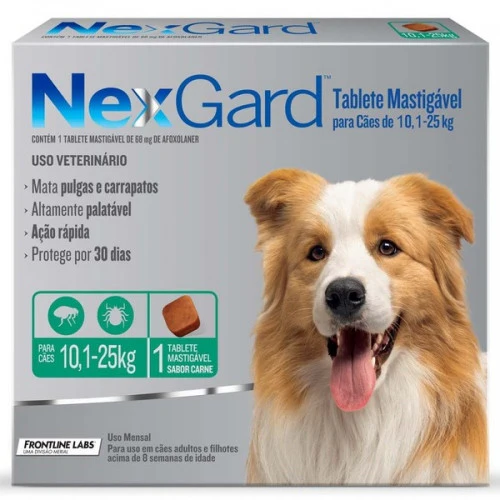 NexGard Tableta Maticable para perros 10.1-25 kg Mata pulga y garrapata