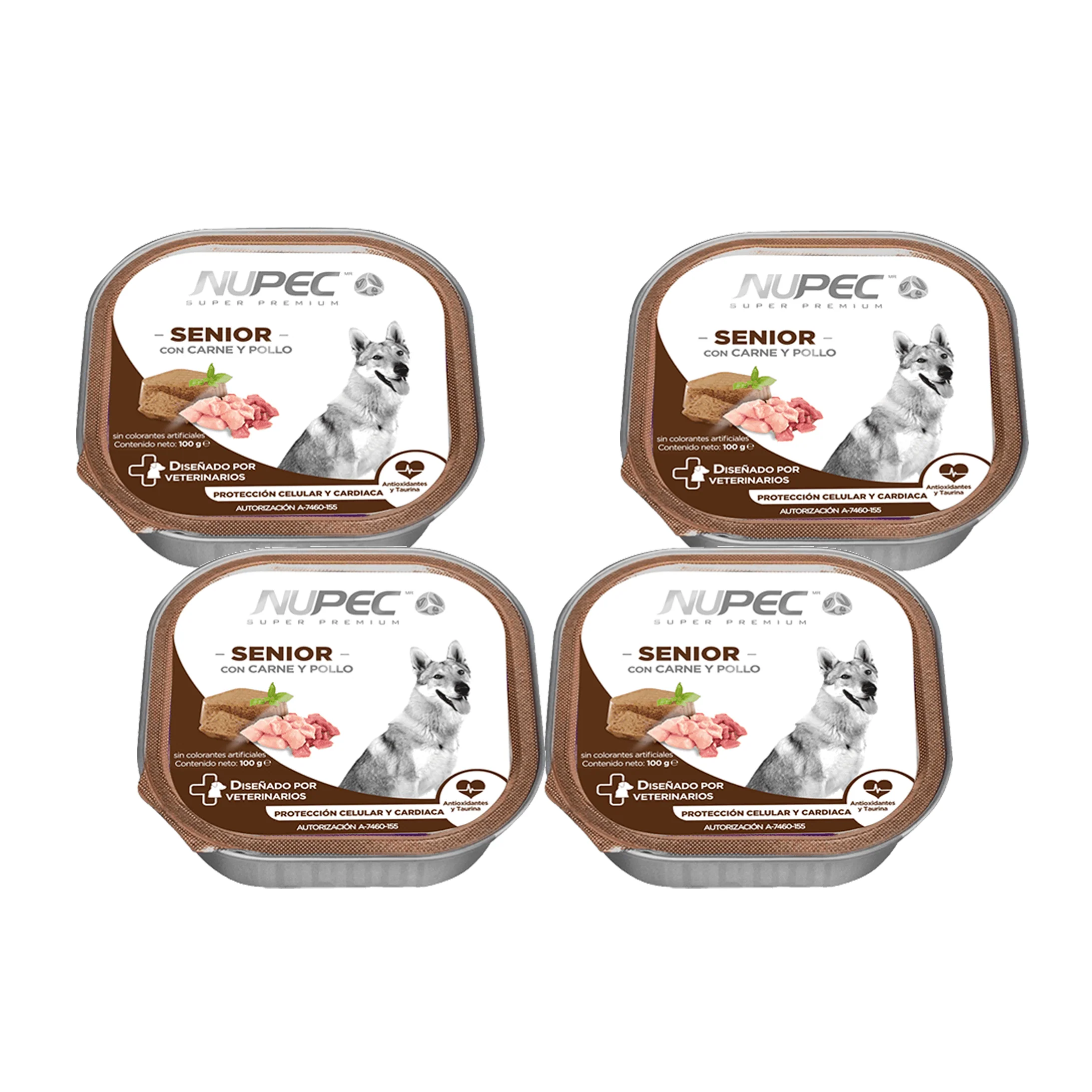 Nupec Caja con 4 piezas Alimento Húmedo Perro Senior 100 Gr