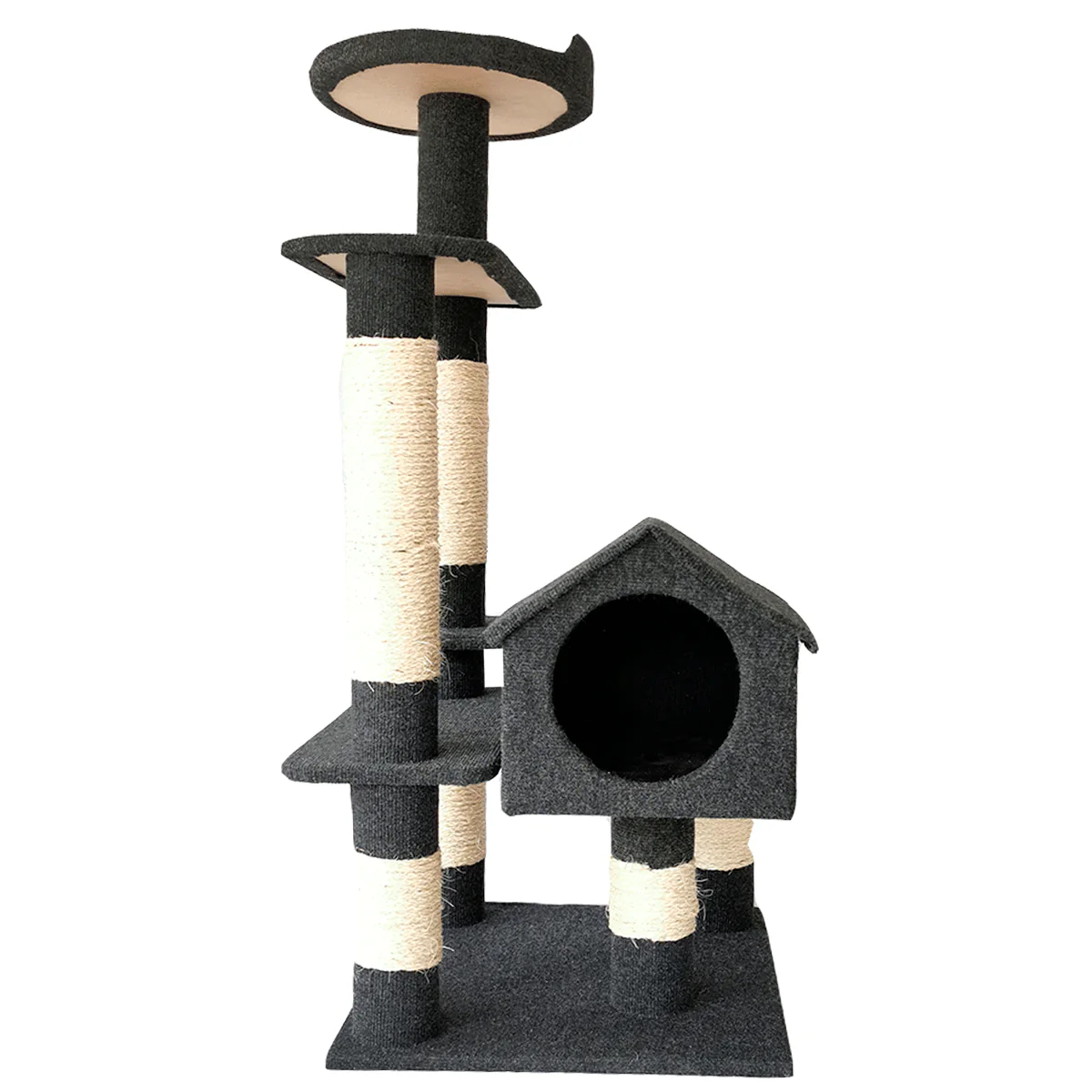 MyA Mueble Árbol Rascador para Gatos con Casa y Cama, Torre Grande 123 cm - Imagen 2