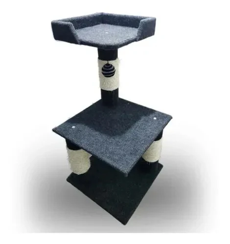 Rascador Para Gatos Arbol Mueble Juguete Gris 80 Cm - Imagen 3