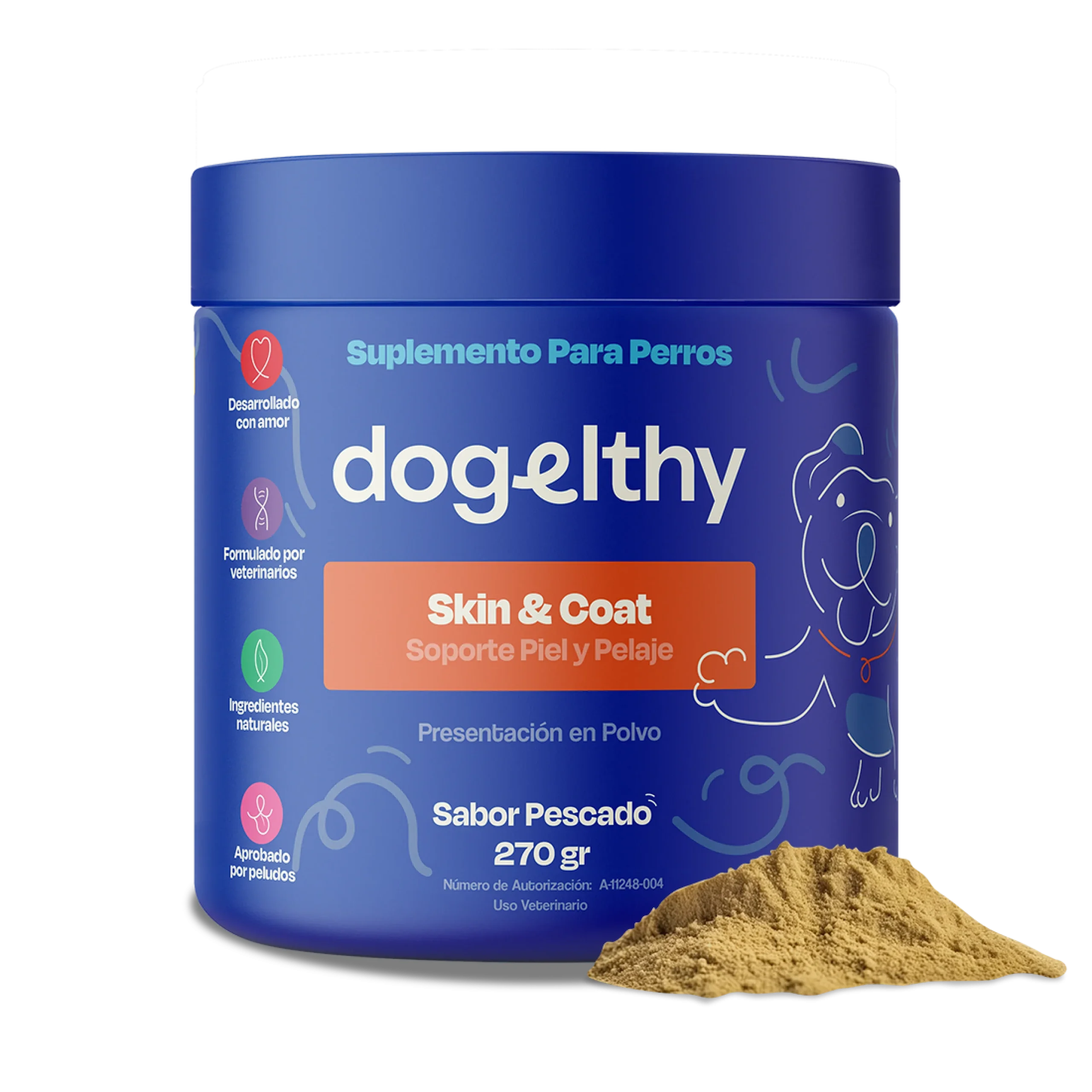 Dogelthy SKIN & COAT Sabor Pescado 270 gr ( Pelaje y Piel )