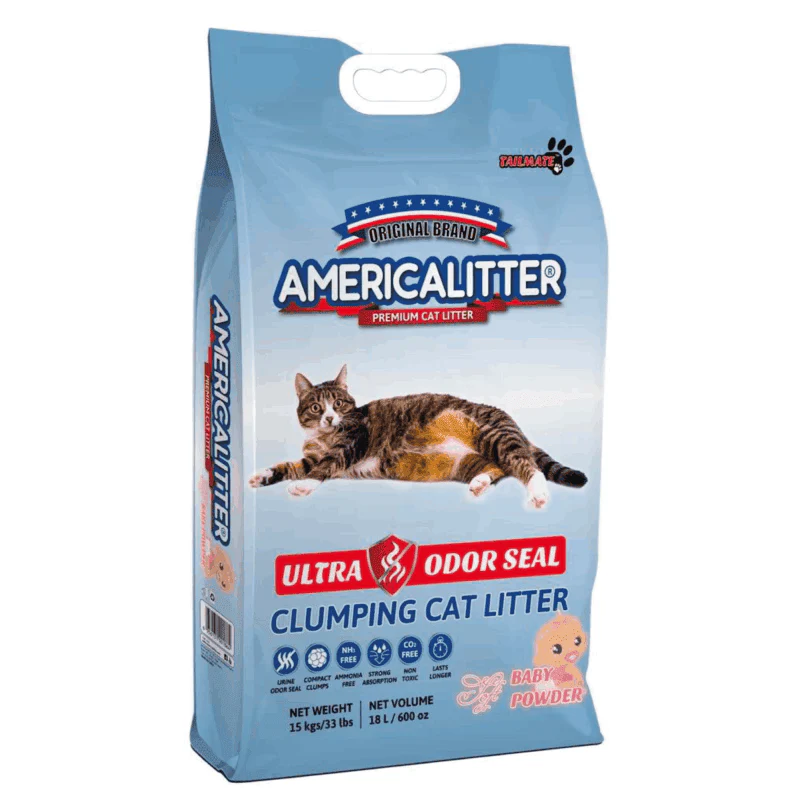 America Litter Ultra Odor Seal Talco Bebé 7Kg