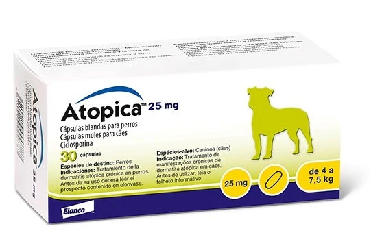 Atopica 25 mg 4 a 7.5 kg 30 Cápsulas (Tratamiento de Dermatitis)