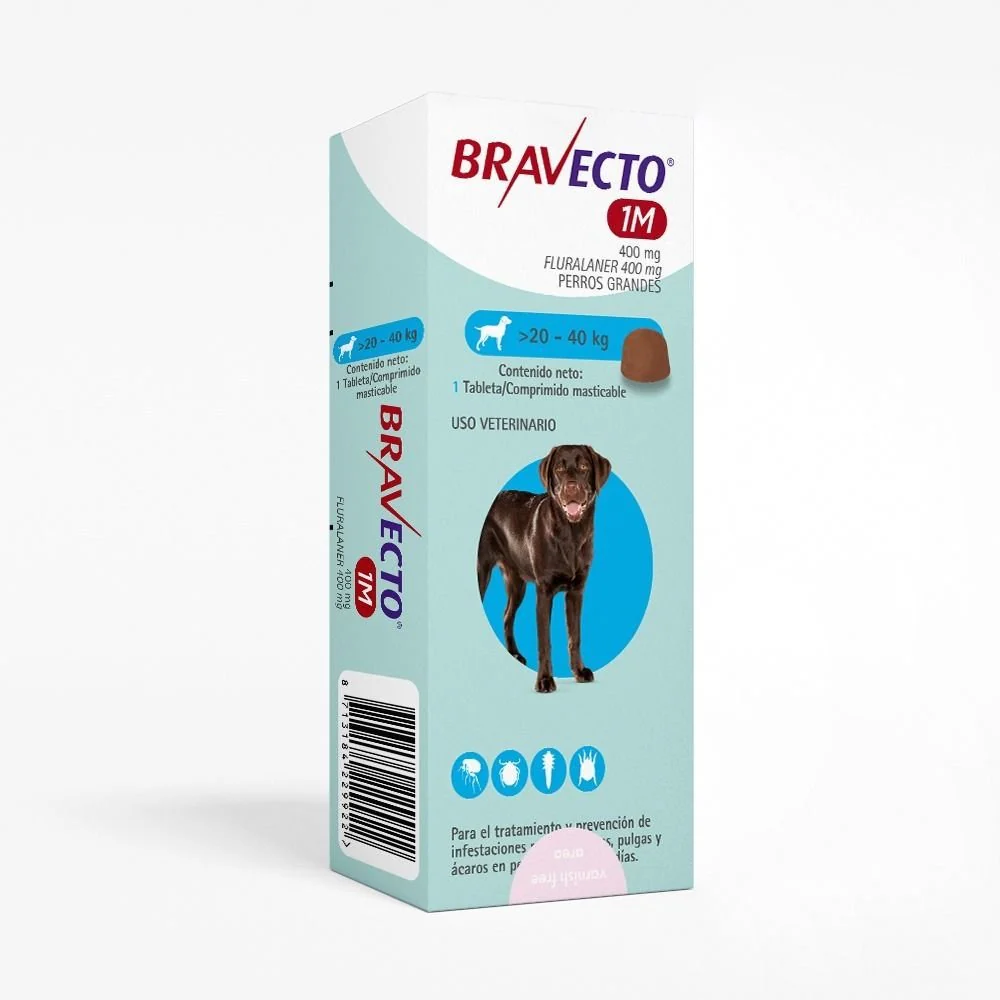 Bravecto Perro 1 Mes 20kg - 40kg (400mg)