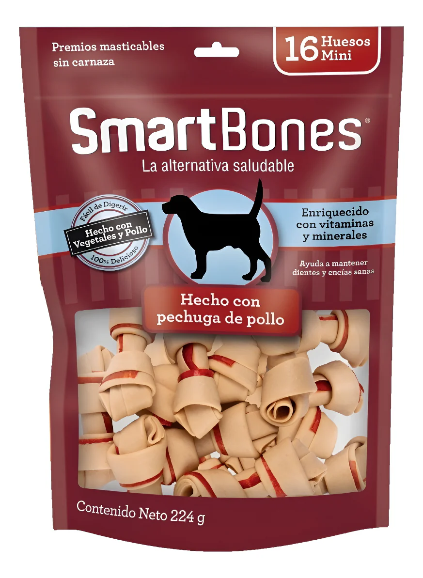 Smartbones Premios Perro Huesitos Pollo Veg Sin Carnaza 16pz