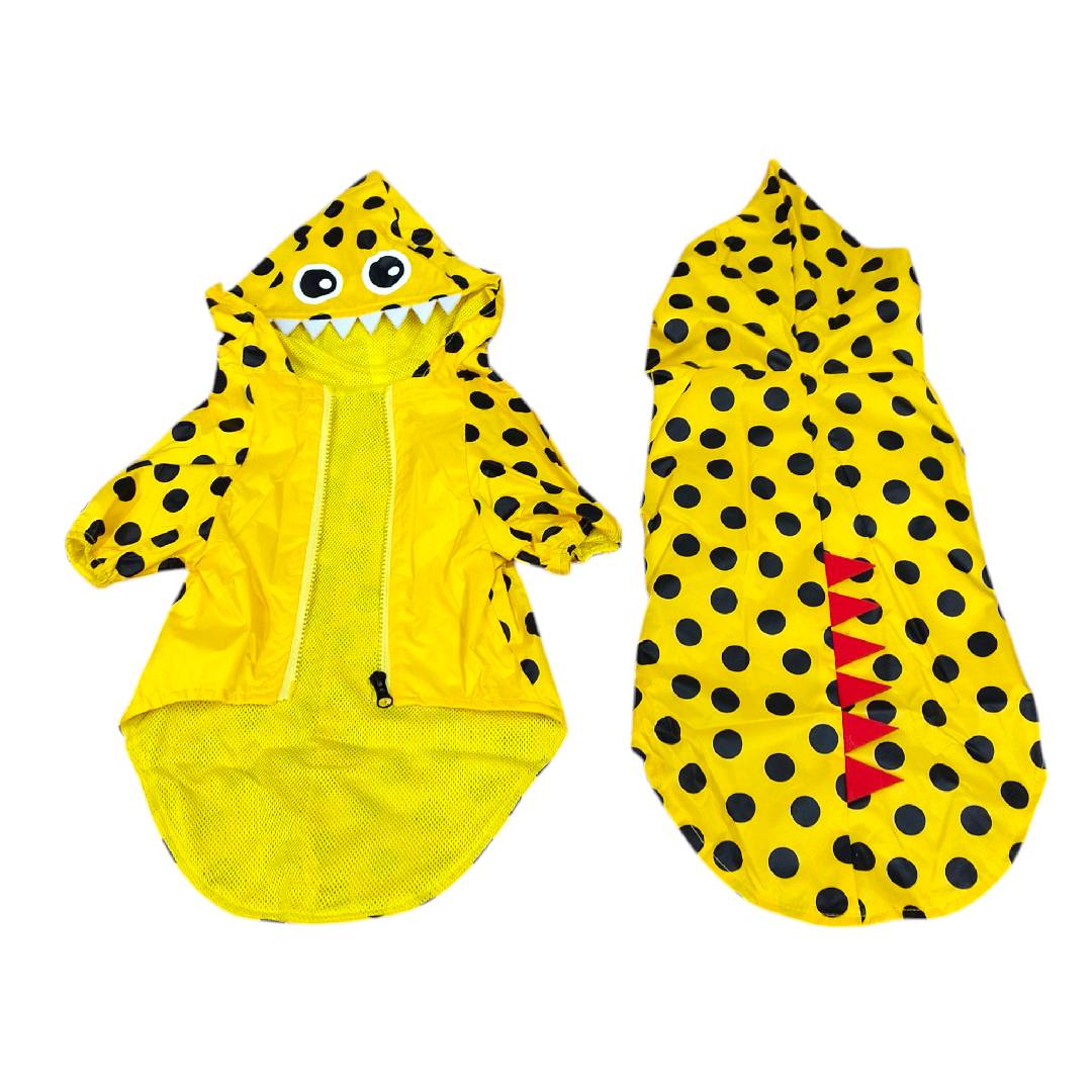 CT1916 1 Pieza De Impermeable Diseño Dinosaurio Lunares Amarillos Para Mascota - Imagen 2