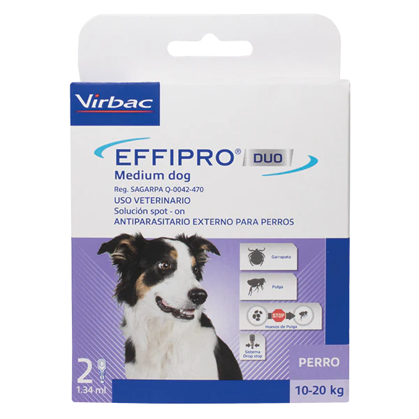 Effipro Duo 2 Pipetas para Perro Antiparasitario contra pulgas y garrapatas - Imagen 2