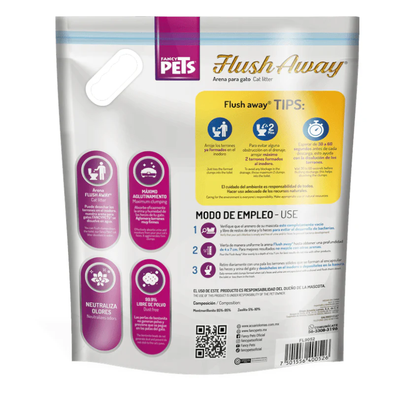 FL9052 1 Pieza De Arena Flush Away Para Gato 4 kg - Imagen 2