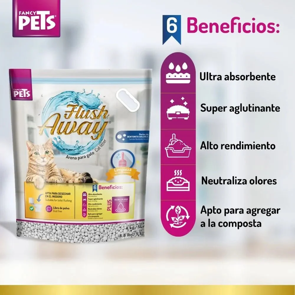 FL9052 1 Pieza De Arena Flush Away Para Gato 4 kg - Imagen 3