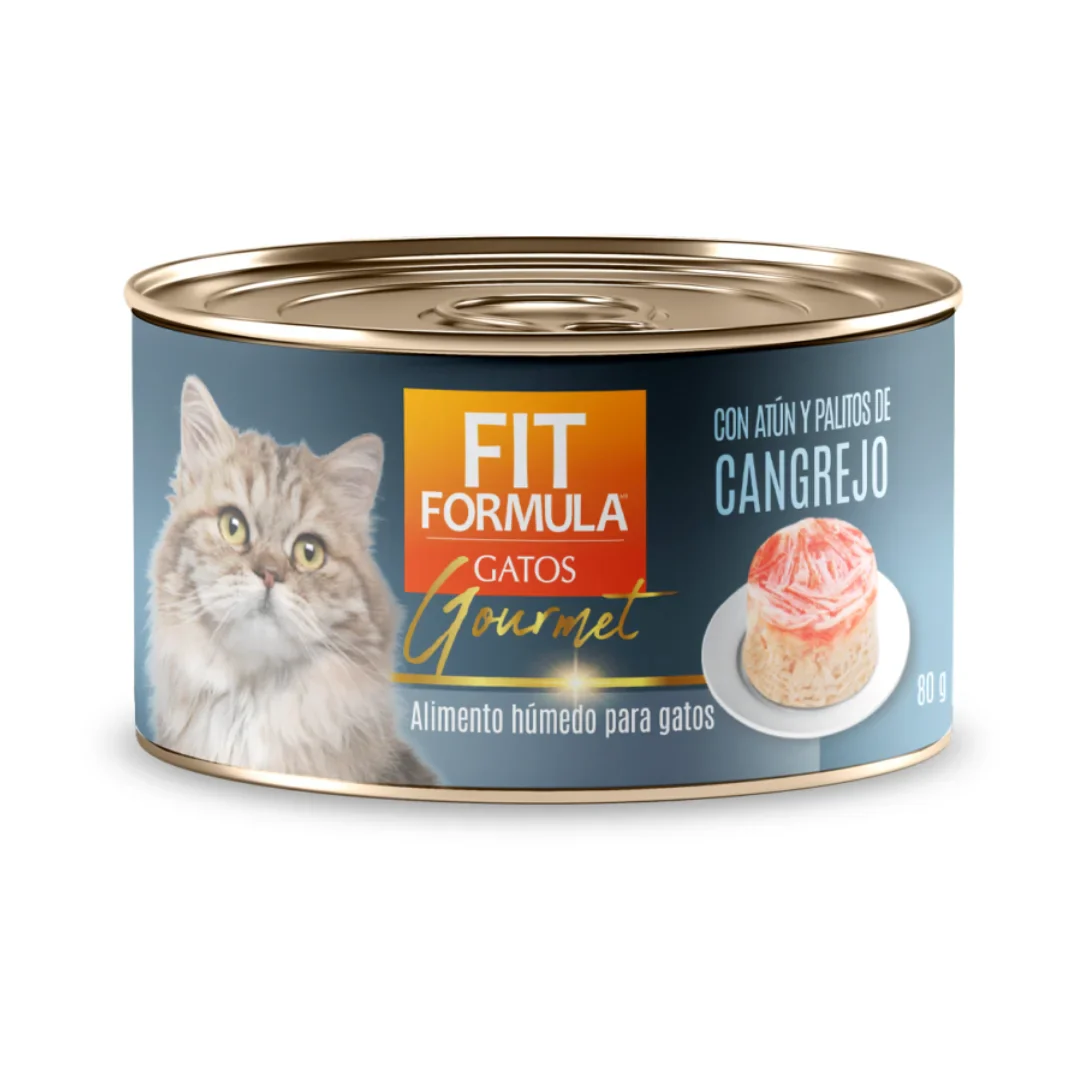 Lata Fit Gato Gourmet Atún y Cangrejo 80gr