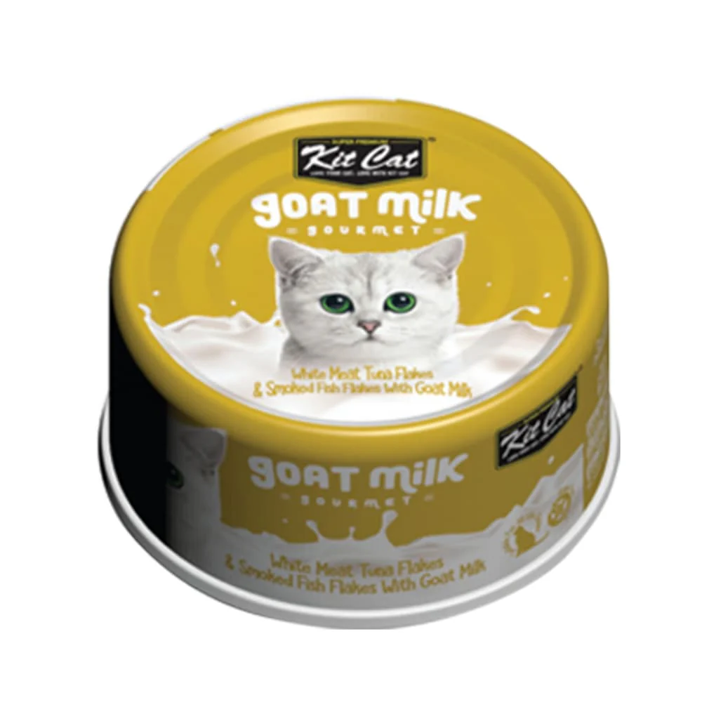 Lata Kit Cat Goat Milk Gourmet Tuna & Smoked Fish 70Gr