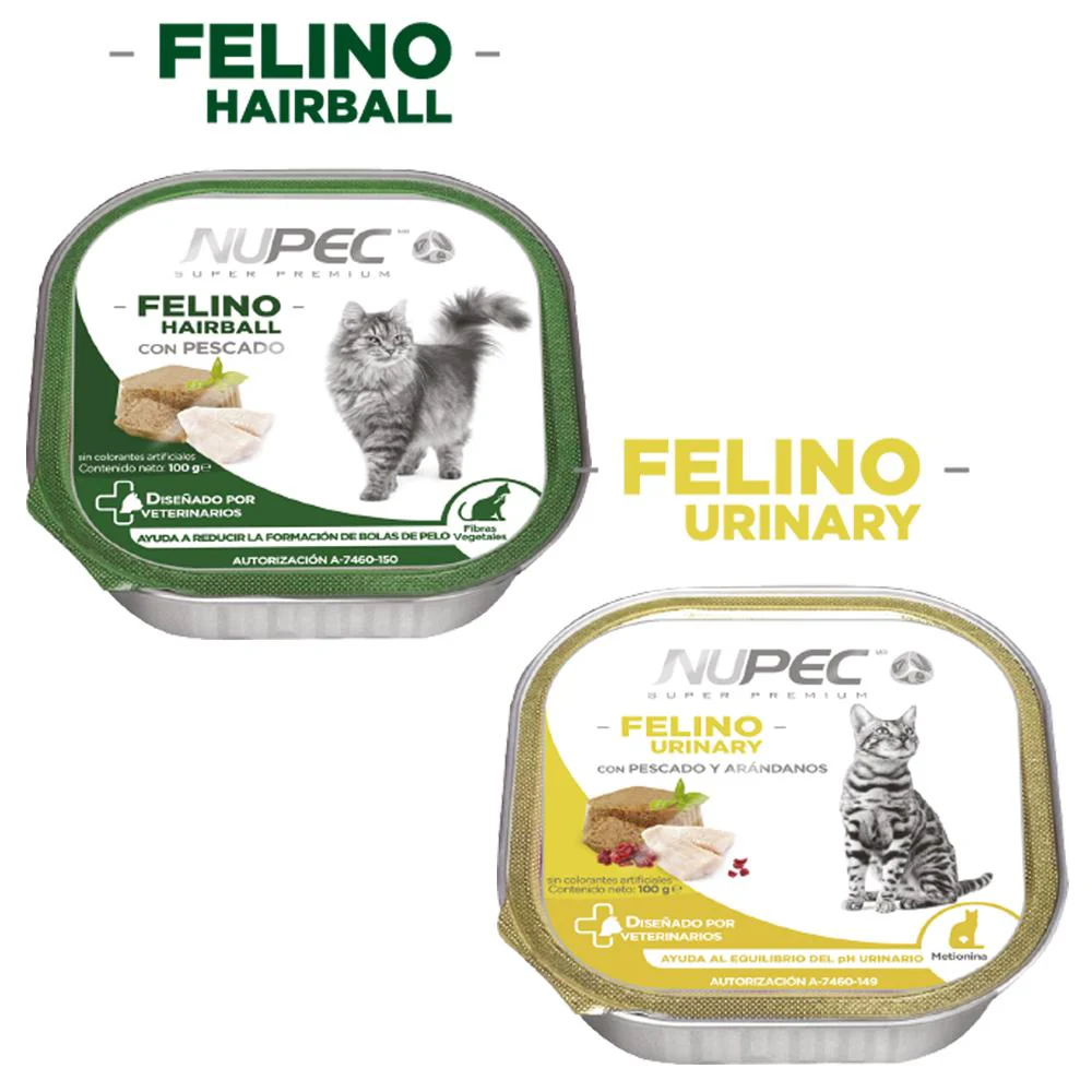 Nupec Caja con 4 piezas Alimento Húmedo Gato Urinary y Hairball 100 Gr