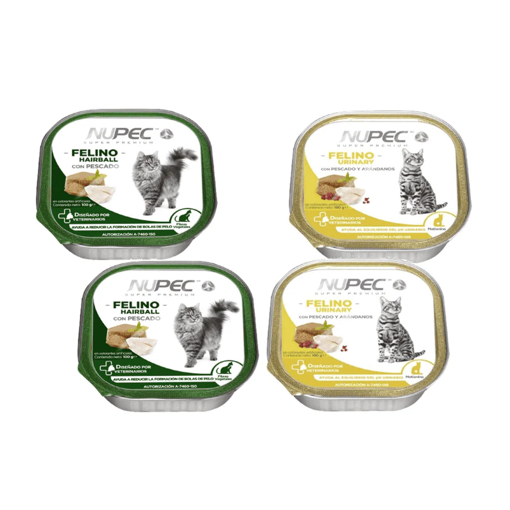 Nupec Caja con 4 piezas Alimento Húmedo Gato Urinary y Hairball 100 Gr - Imagen 2