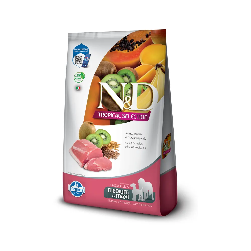 N&D Tropical Perro Adulto Raza Mediana y Grande Cerdo 12 Kg