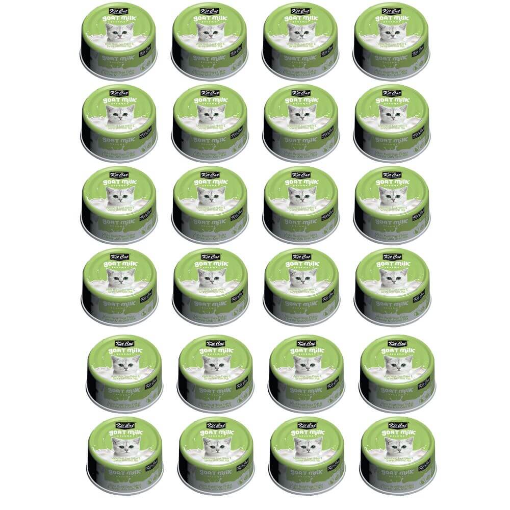 Pack 24x Kit Cat Goat Milk Gourmet Tuna & Shrimp 70Gr