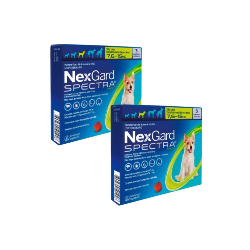 Pack 2x Nexgard Spectra 7.6 - 15kg 3 Comprimidos