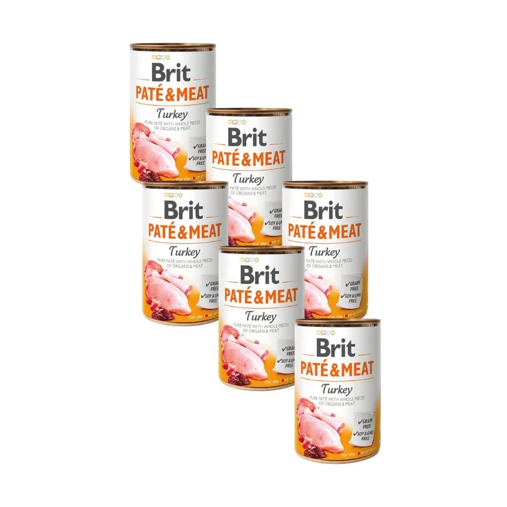 Pack 6x Lata Brit Pate & Meat Turkey 400Gr