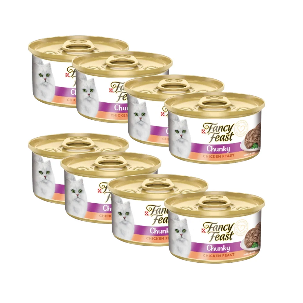 Pack 8x Fancy Feast Lata Chunky Pollo 85 Gr