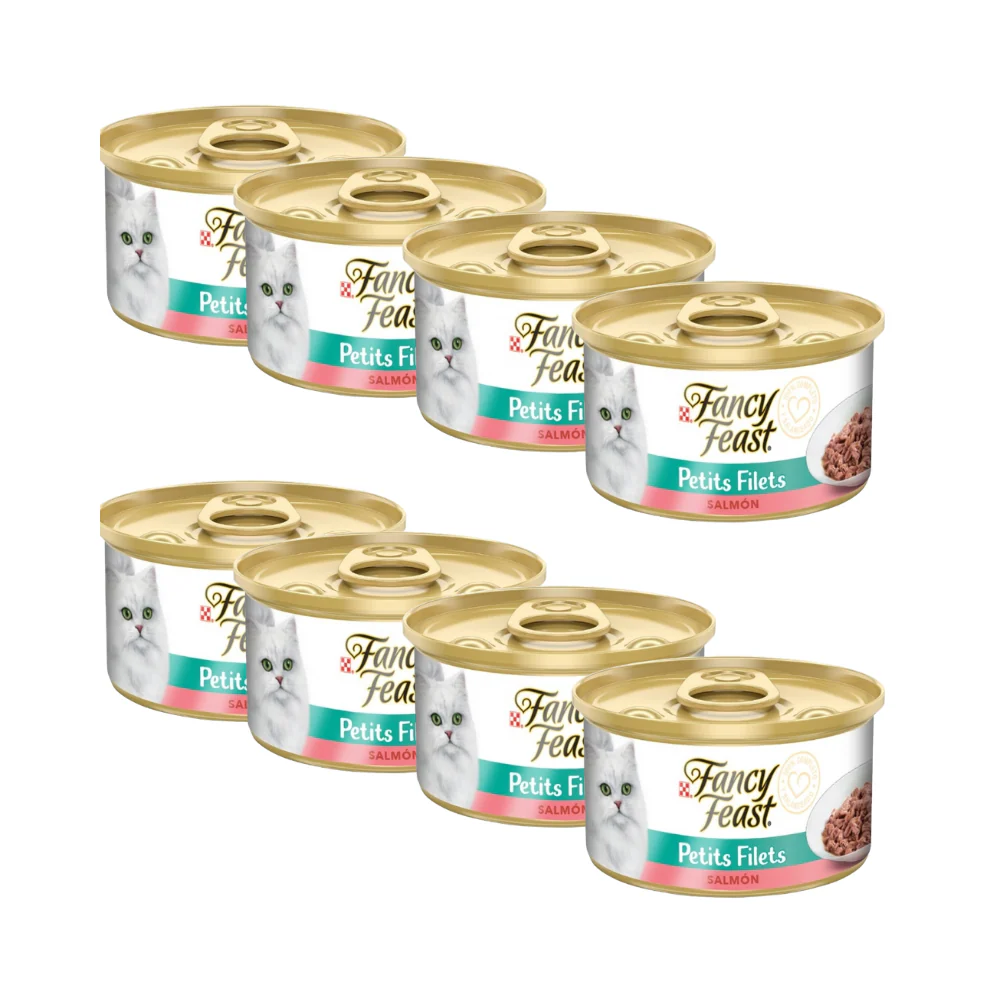 Pack 8x Fancy Feast Lata Grilled Salmon 85 Gr