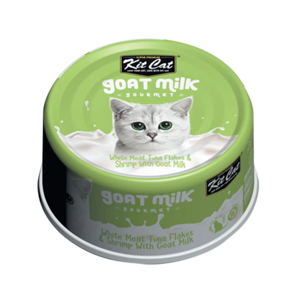 Pack 24x Kit Cat Goat Milk Gourmet Tuna & Shrimp 70Gr - Imagen 2