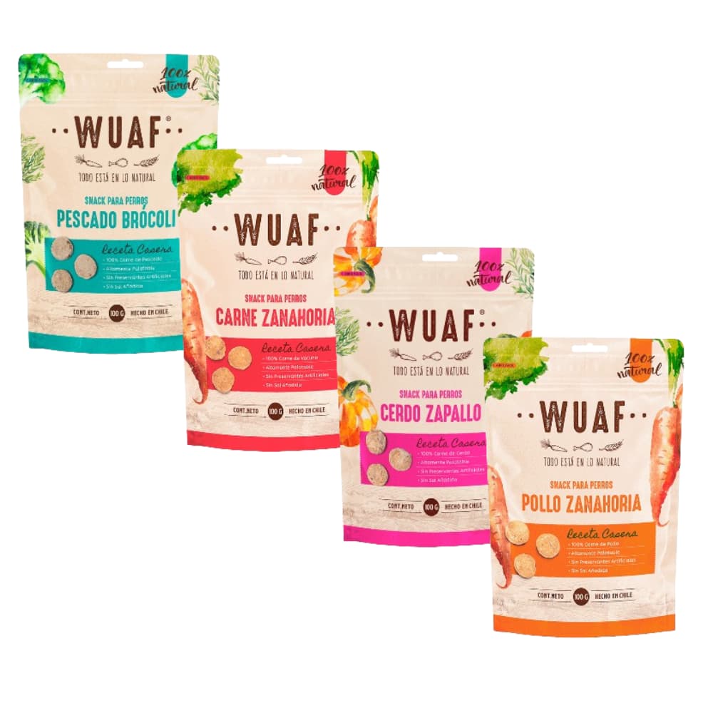Pack 4x Wuaf Snack Receta Casera Variedades 100gr