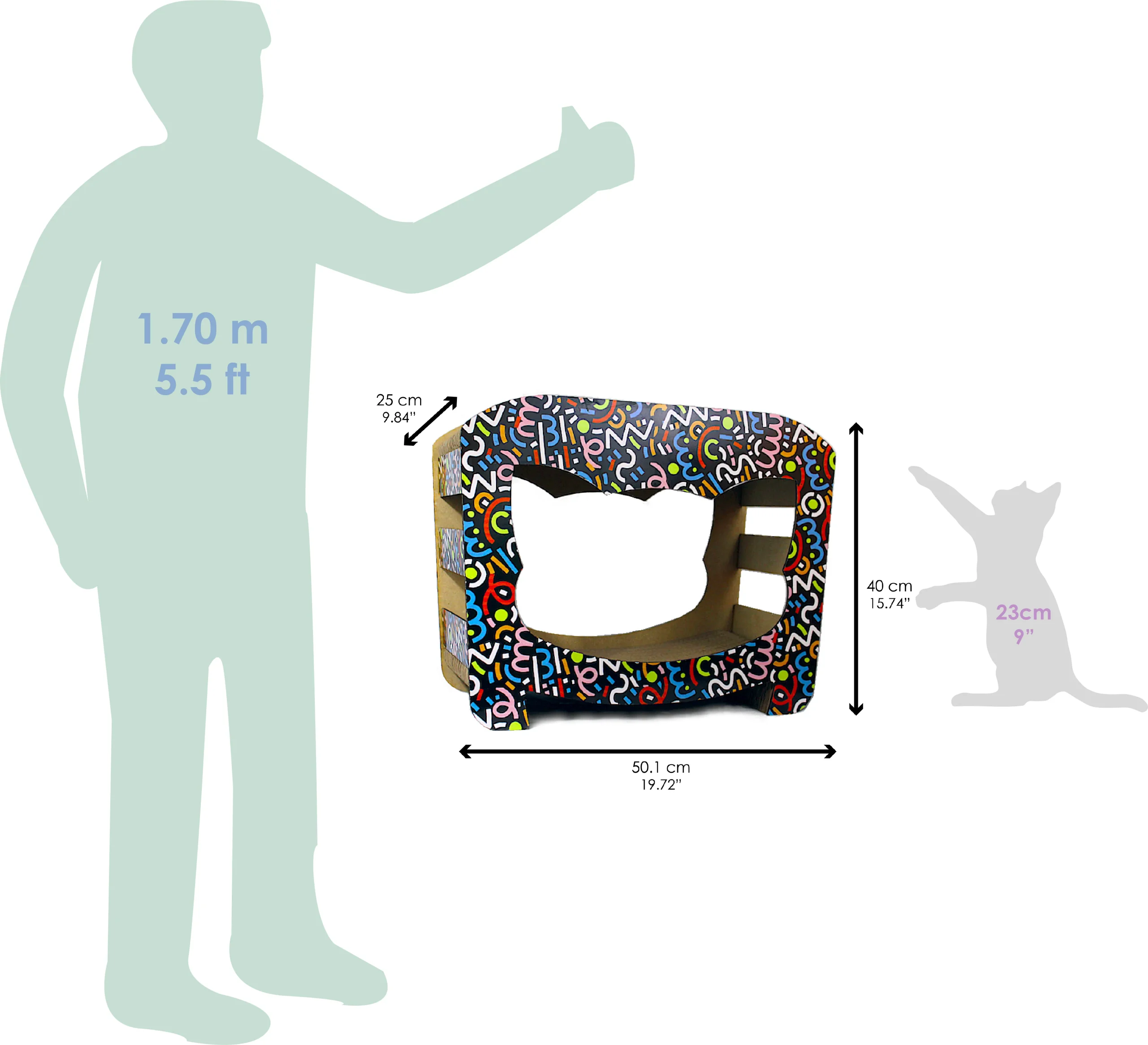 Rascador y Cama de Cartón para Gatos con Catnip (40cm x 50.1cm x 25cm) - Imagen 4