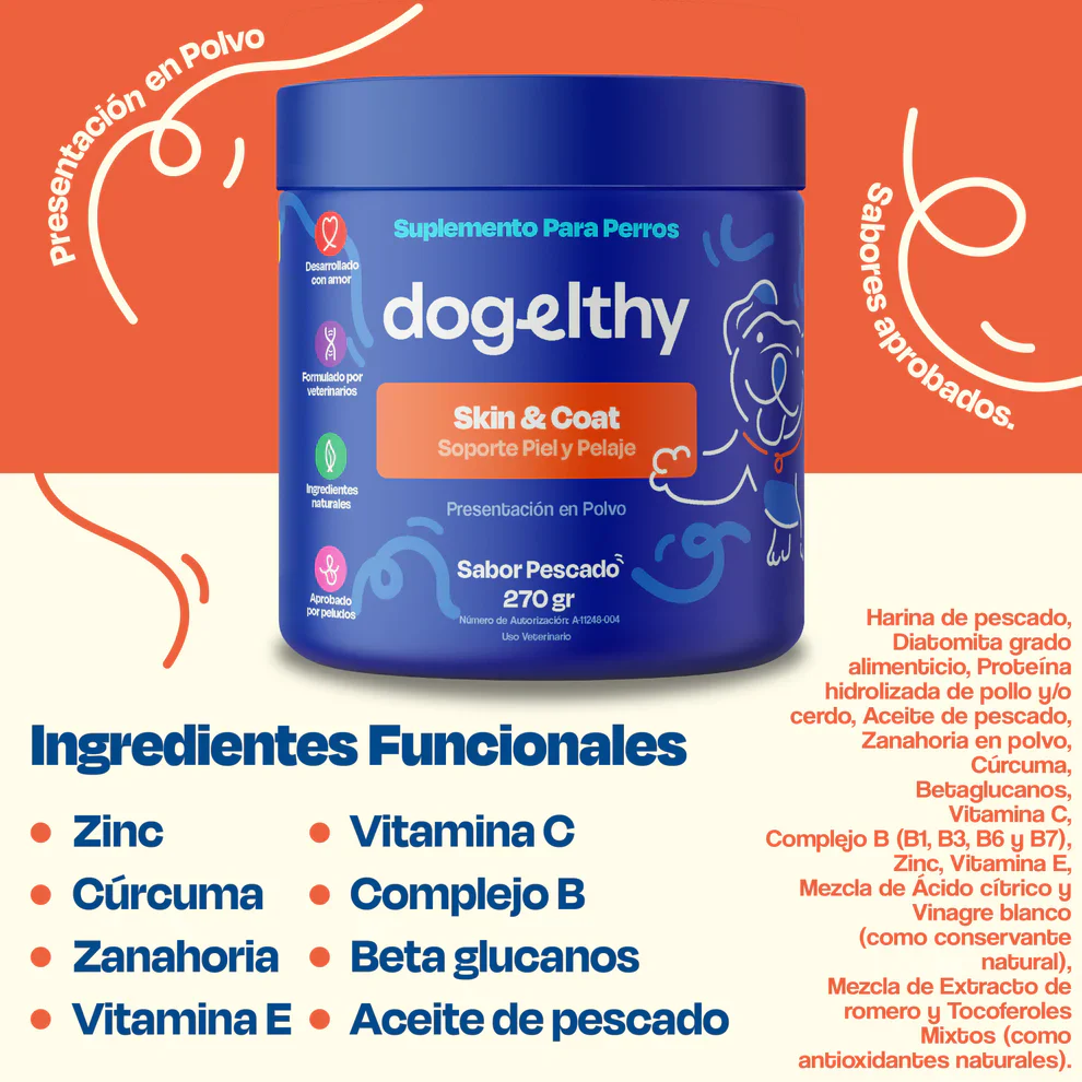 Dogelthy SKIN & COAT Sabor Pescado 270 gr ( Pelaje y Piel ) - Imagen 2